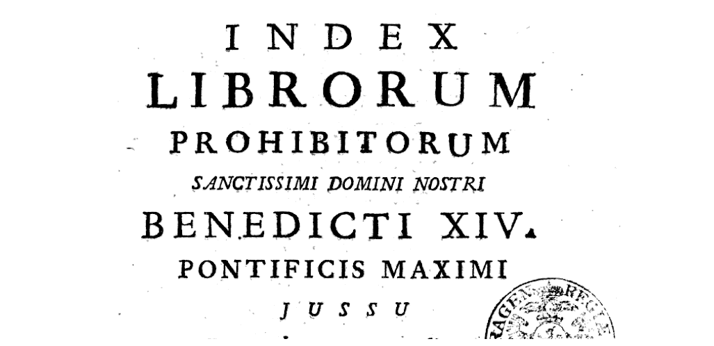Capa do catálogo de livros proibidos pela Igreja Católica, no século 18