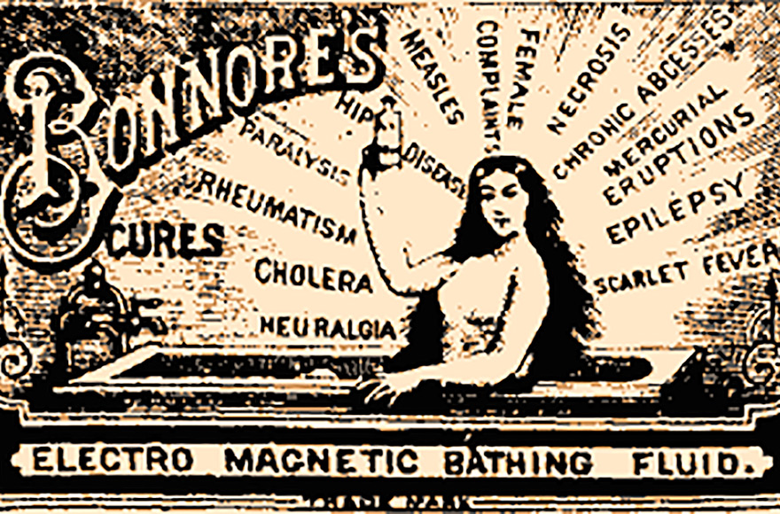 Anúncio de "fluido elétrico" do século 19
