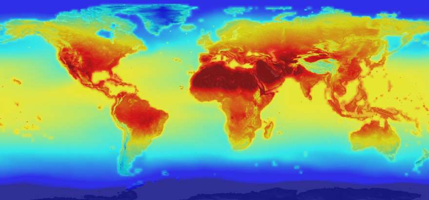 Mapa com previsão de temperaturas para 2100 (Nasa)