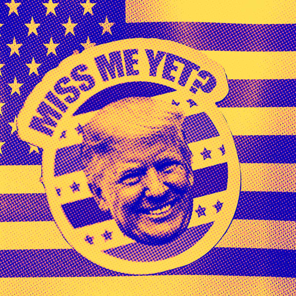 Montagem fotográfica com adesivo de D. Trump