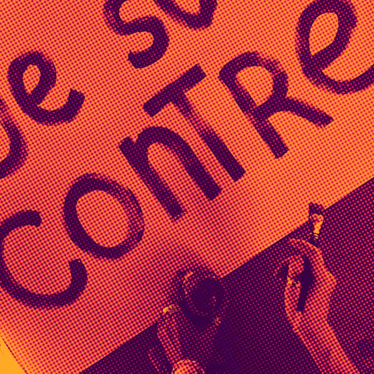 Cartaz com a frase "Sou Contra" escrita em francês