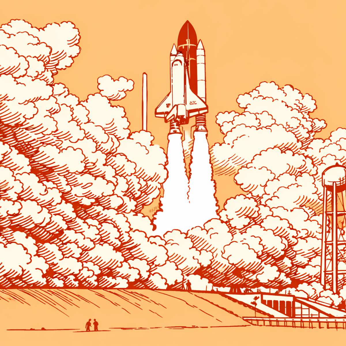 Desenho de ônibus espacial decolando