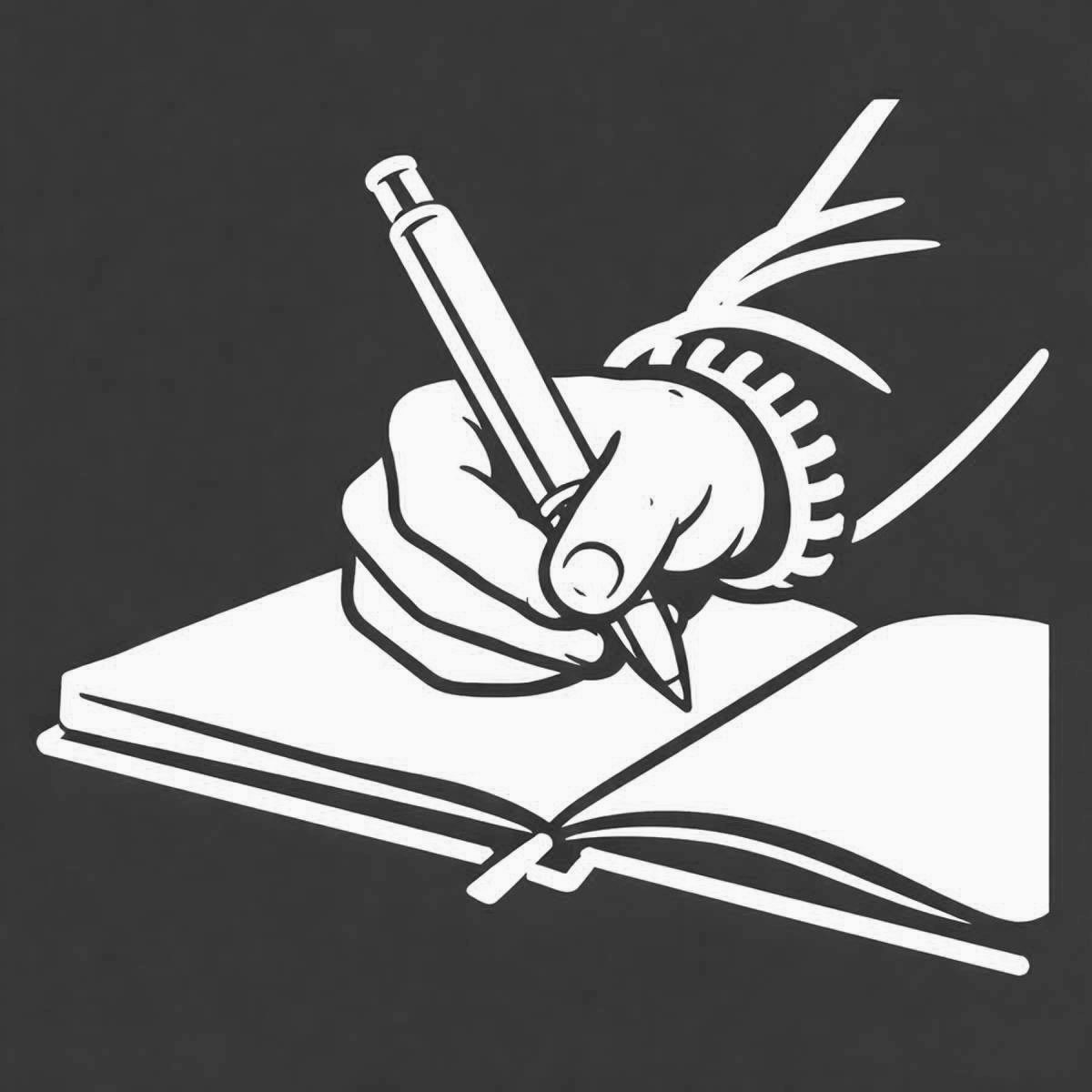 Mão escrevendo em caderno