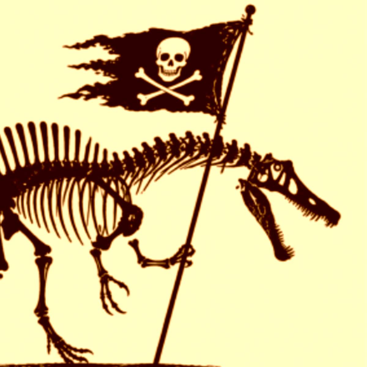 fóssil carregando bandeira pirata
