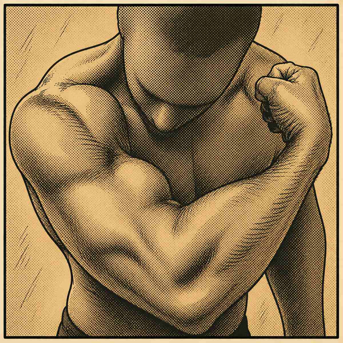 homem flexionando músculos
