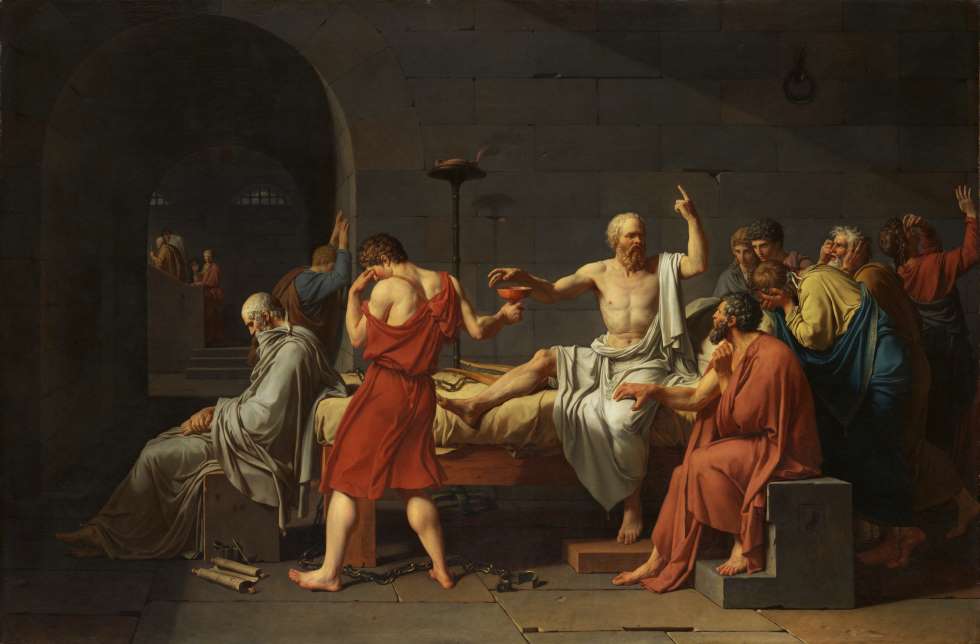 Pintura "A Morte de Sócrates", de Jacques-Louis David