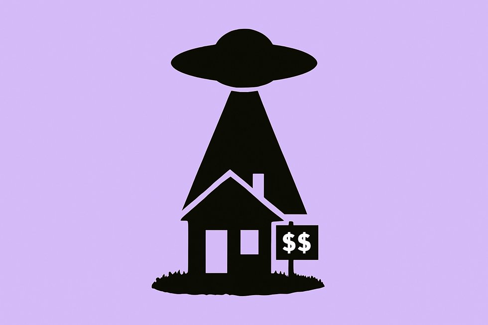 óvni pairando sobre casa à venda