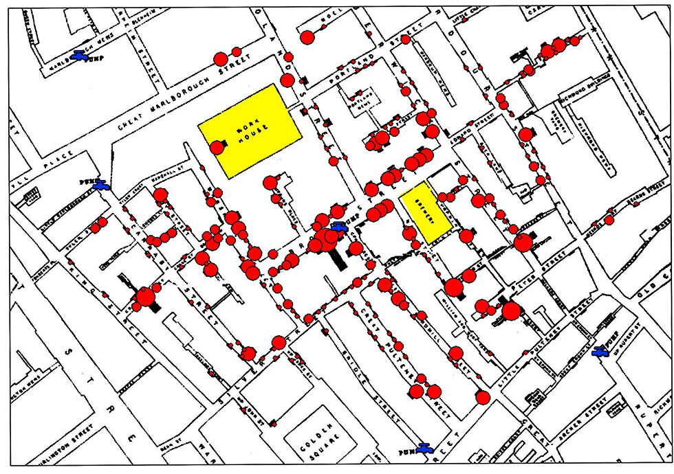 Mapa da epidemia de Londres